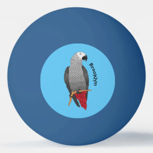 Tecknad av afrikansk grått-papegoja pingisboll