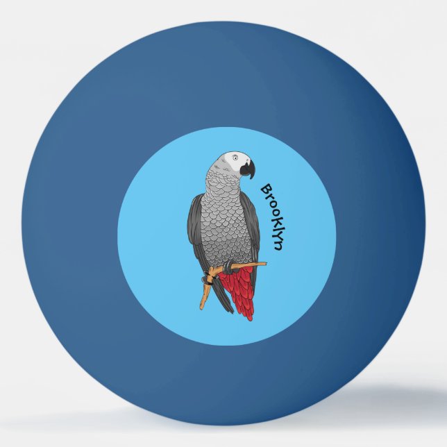 Tecknad av afrikansk grått-papegoja pingisboll (Framsidan)