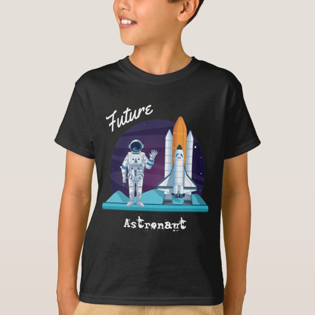 Tecknad av Astronaut Space Shuttle Kids T Shirt (Framsida)