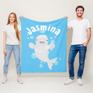 Tecknad av  av bubblor i valet Cute beluga Fleecefilt