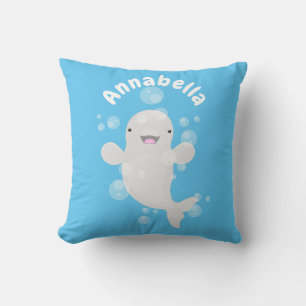 Tecknad av av bubblor i valet Cute beluga Kudde