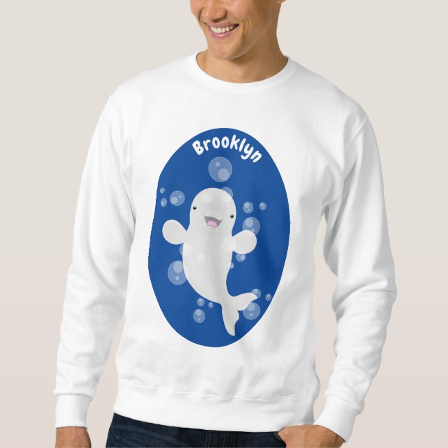 Tecknad av  av bubblor i valet Cute beluga Lång Ärmad Tröja (Framsida)