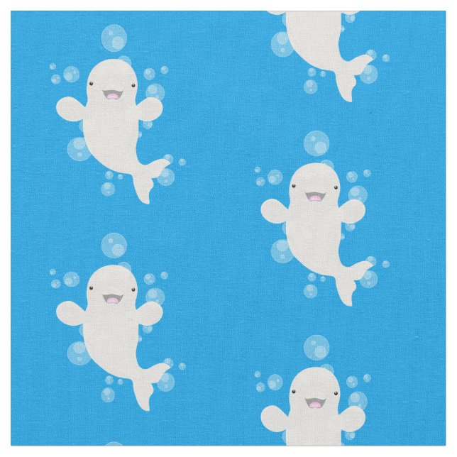 Tecknad av  av bubblor i valet Cute beluga Tyg (Närbild)
