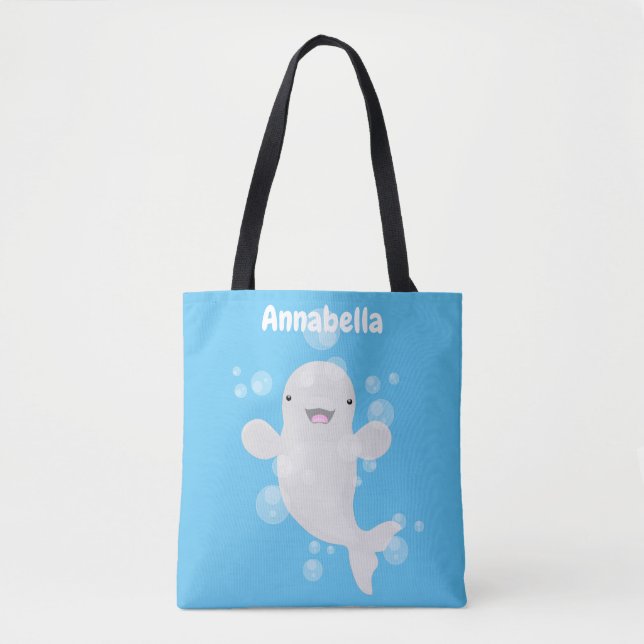 Tecknad av  av bubblor i valet Cute beluga Tygkasse (Framsida)