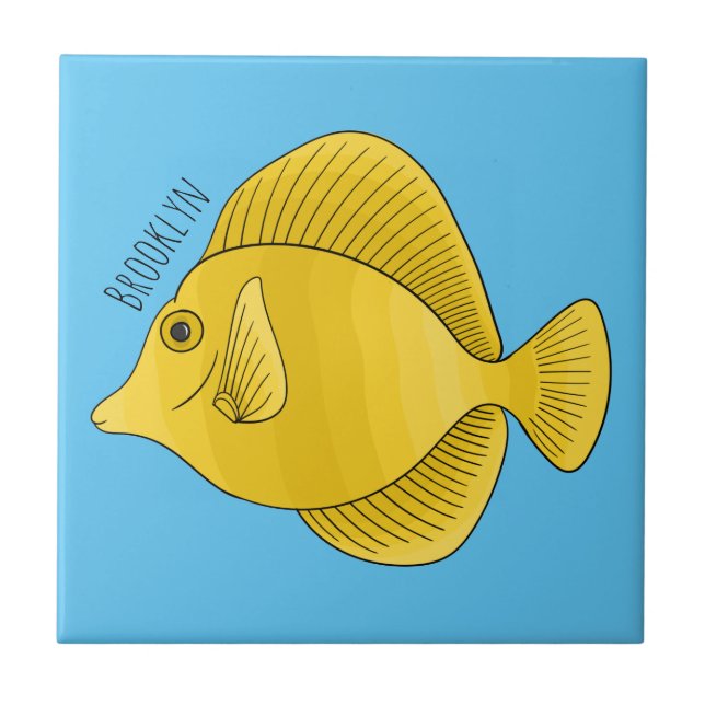tecknad av  av gult tang-fisk kakelplatta (Framsidan)