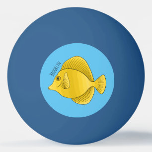 tecknad av av gult tang-fisk pingisboll