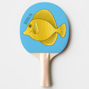 tecknad av av gult tang-fisk pingisracket
