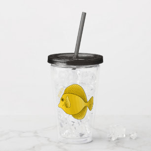 tecknad av av gult tang-fisk take away mugg