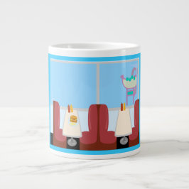 Tecknad av av toppen Cute Retro Femties-Middag Jumbo Mugg