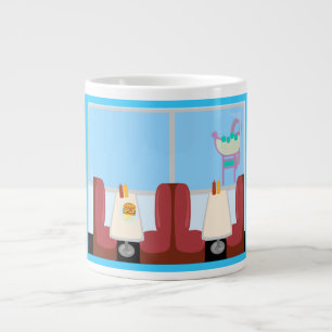 Tecknad av av toppen Cute Retro Femties-Middag Jumbo Mugg