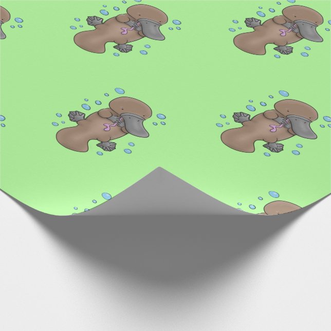 Tecknad av baby-platypus-bubblor presentpapper (Hörn)