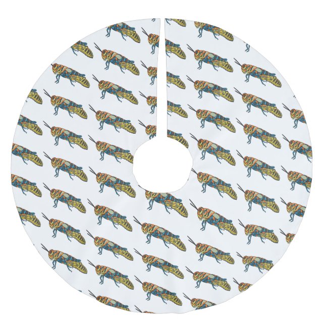 Tecknad av barber pole grasopper julgransmatta borstad polyester (Framsidan)