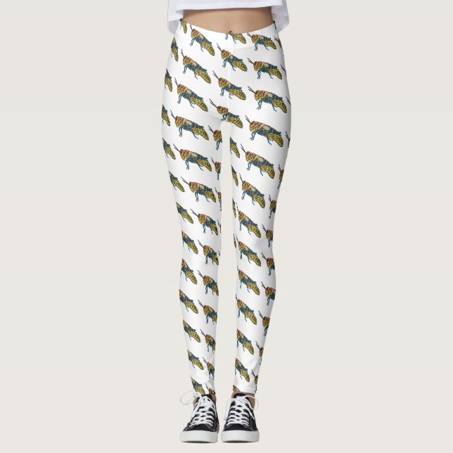 Tecknad av barber pole grasopper leggings (Framsida)