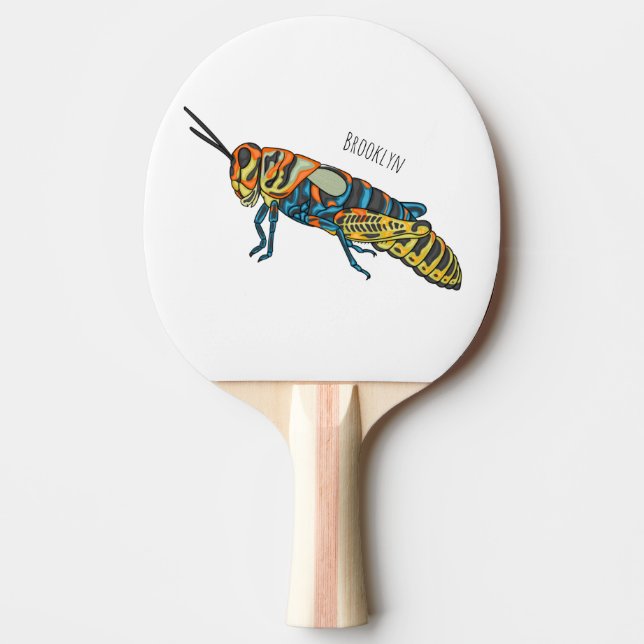 Tecknad av barber pole grasopper pingisracket (Framsidan)