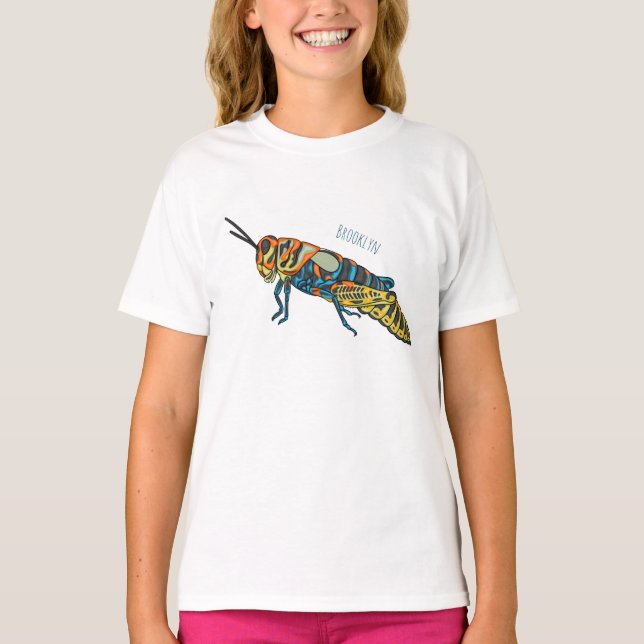 Tecknad av barber pole grasopper t shirt (Framsida)