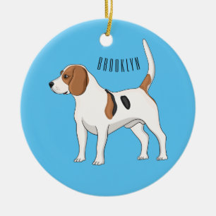 Tecknad av beagle-hund julgransprydnad keramik