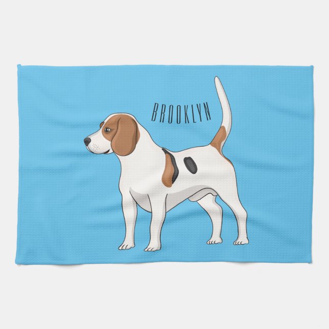 Tecknad av beagle-hund kökshandduk (Horisontell)