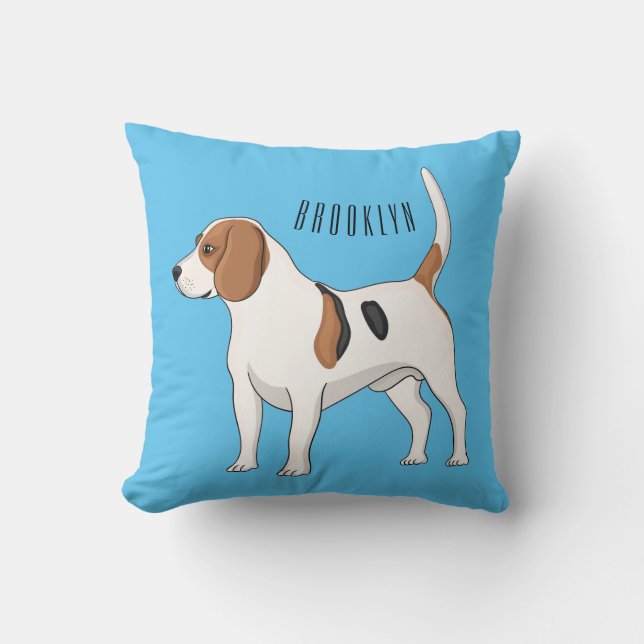 Tecknad av beagle-hund kudde (Framsida)