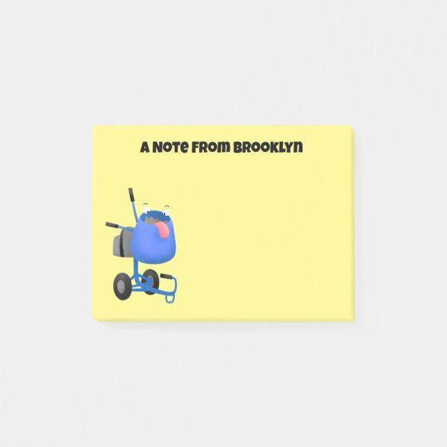 Tecknad av begynnande blå cementblandare post-it block (Framsida)