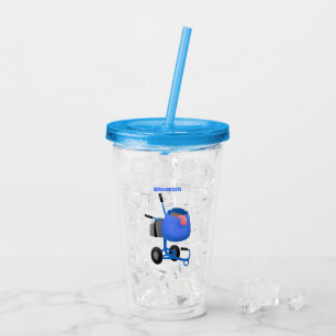 Tecknad av begynnande blå cementblandare take away mugg