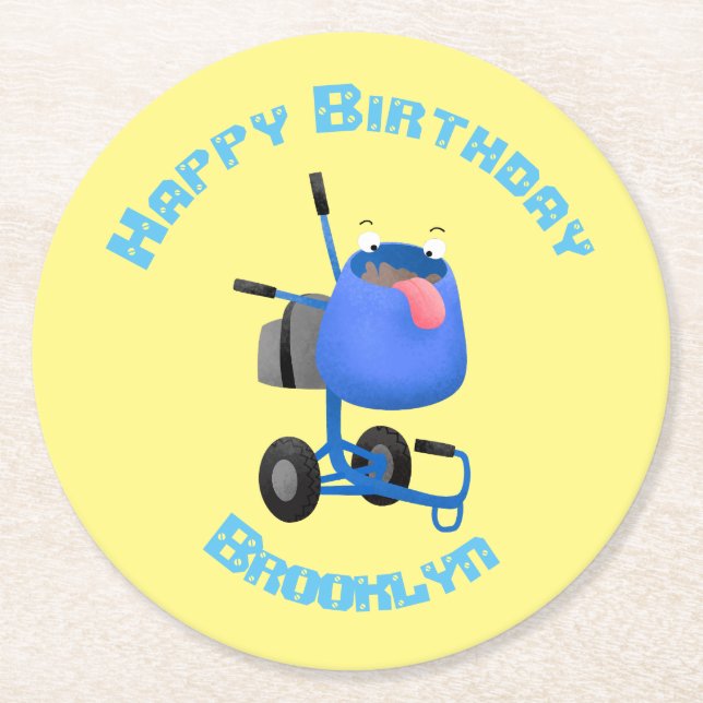 Tecknad av begynnande blå cementblandare underlägg papper rund (Framsidan)