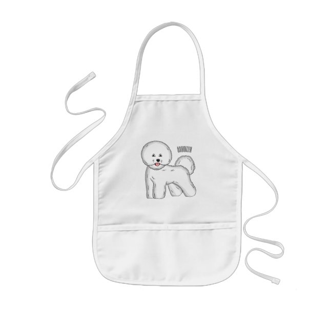 Tecknad av Bichon frise-hund Barnförkläde (Framsidan)