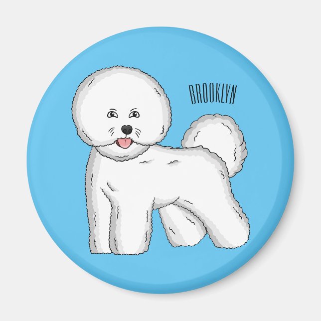Tecknad av Bichon frise-hund Magnet (Framsidan)