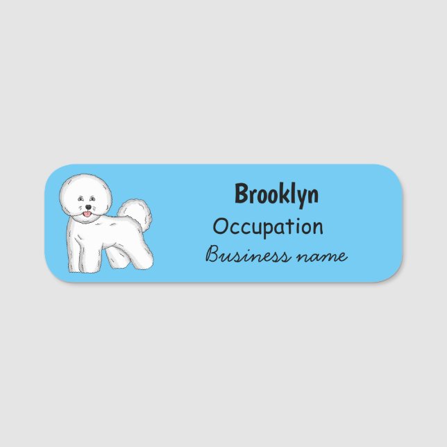 Tecknad av Bichon frise-hund Namnbricka (Framsida)