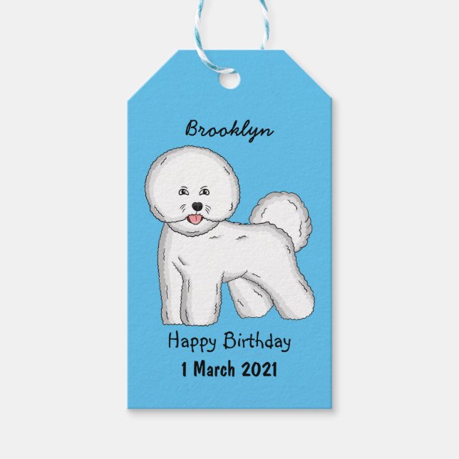 Tecknad av Bichon frise-hund Presentetikett (Framsidan)