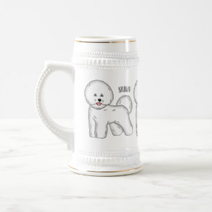Tecknad av Bichon frise-hund Sejdel