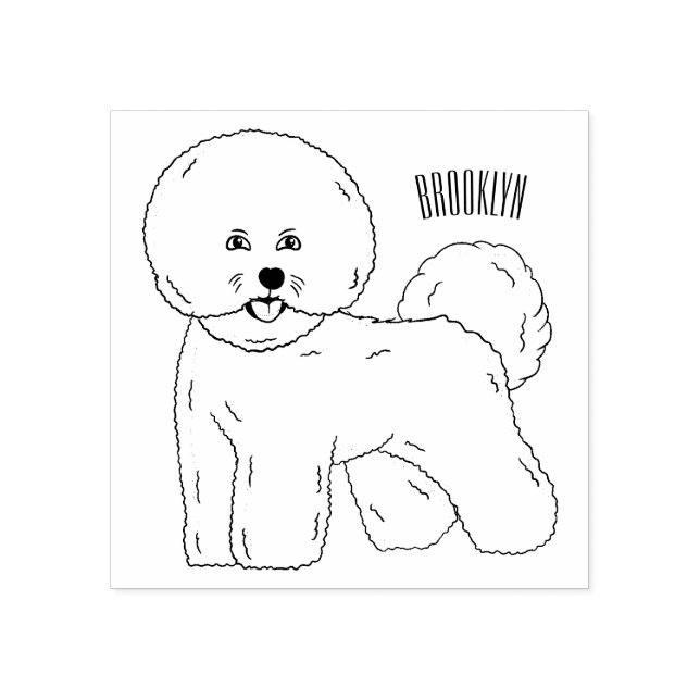 Tecknad av Bichon frise-hund Stämpel (Tryck)