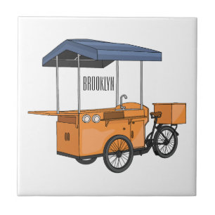 Tecknad av bike food cart kakelplatta