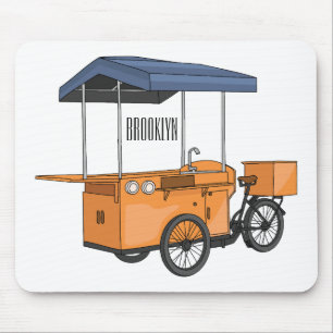 Tecknad av bike food cart musmatta