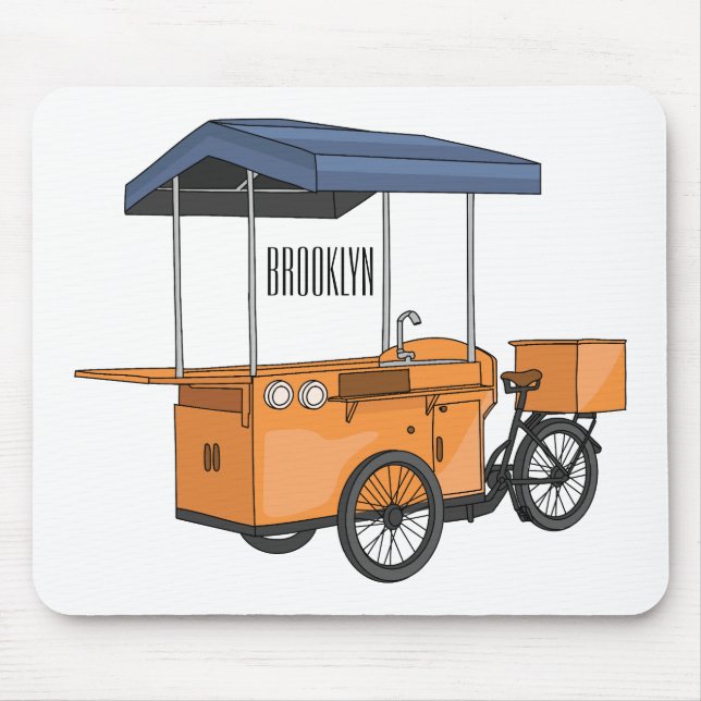 Tecknad av bike food cart musmatta (Framsidan)