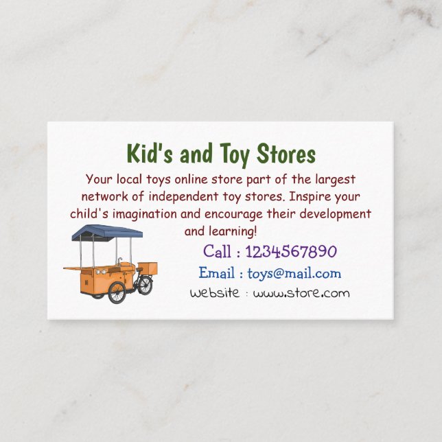 Tecknad av bike food cart visitkort (Framsida)