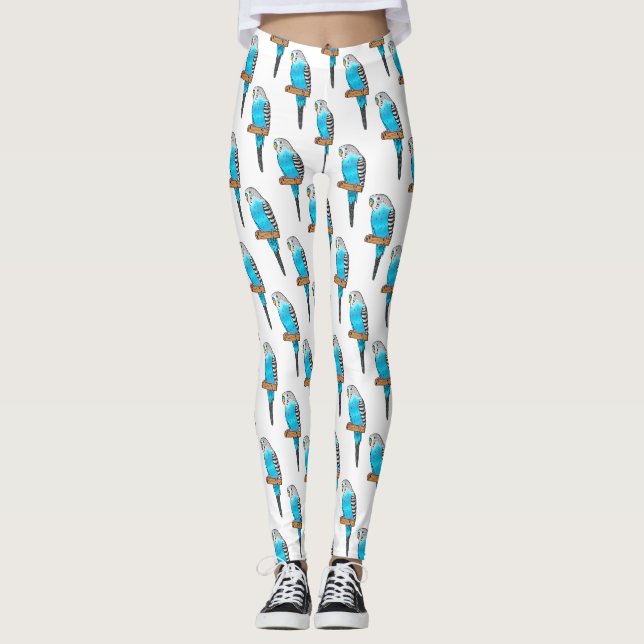Tecknad av blå bugerigar leggings (Framsida)