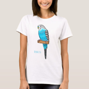 Tecknad av blå bugerigar t shirt