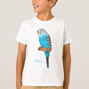 Tecknad av blå bugerigar t shirt