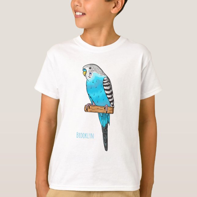 Tecknad av blå bugerigar t shirt (Framsida)
