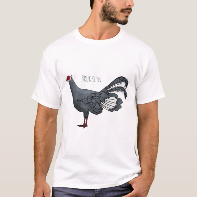 Tecknad av blå fasansfågel t shirt (Framsida)