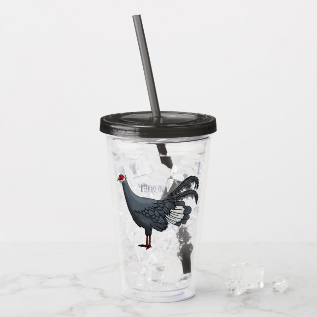 Tecknad av blå fasansfågel take away mugg (Framsida Ice)