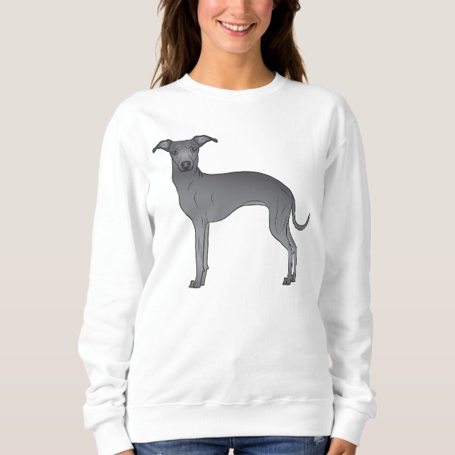 Tecknad av blå italiensk greyhound-Hund Illustrati T Shirt (Framsida)