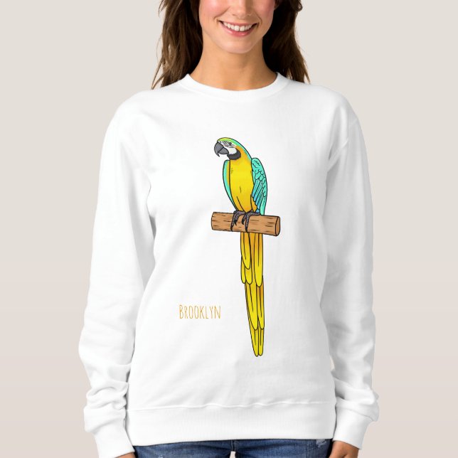 Tecknad av blåa och gult maka-fågel t shirt (Framsida)
