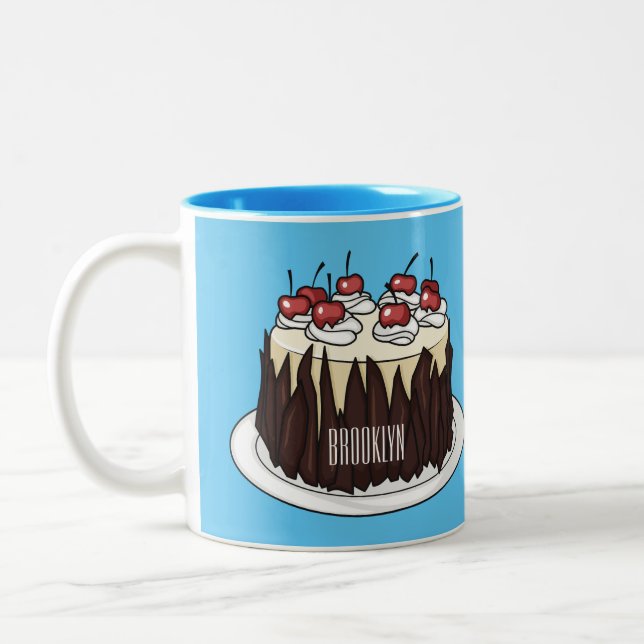 Tecknad av Black Forest tårta Två-Tonad Mugg (Vänster)