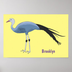 Tecknad av blåkranfågel poster