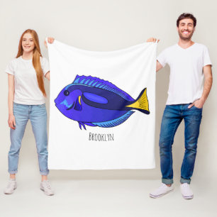 Tecknad av blåtad tang-fisk fleecefilt