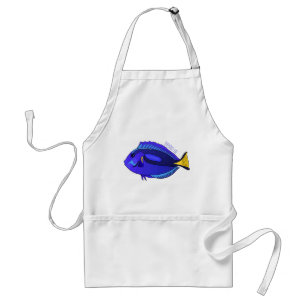 Tecknad av blåtad tang-fisk förkläde