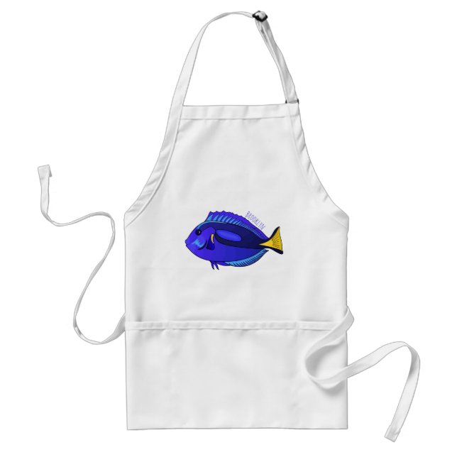Tecknad av blåtad tang-fisk förkläde (Framsidan)