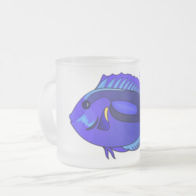 Tecknad av blåtad tang-fisk frostad glasmugg (Framsida vänster)