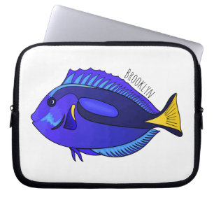 Tecknad av blåtad tang-fisk laptop fodral